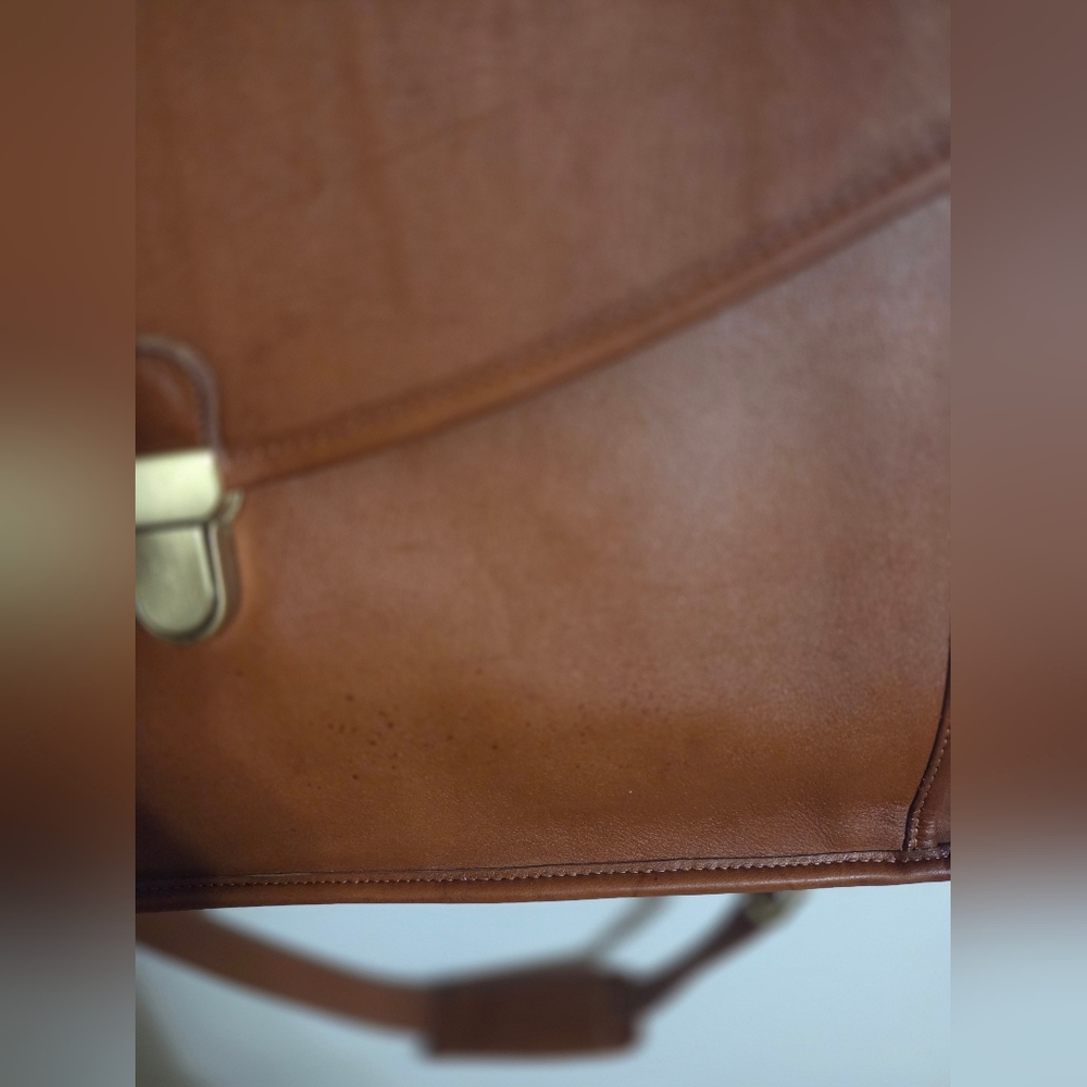 Vintage Coach Leather British Tan Morgan Briefcase Crossbody - Picture 8 of 16